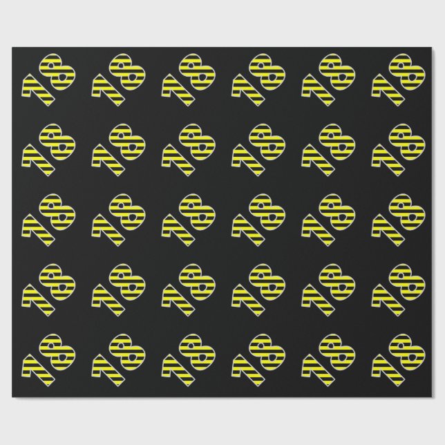 Bold, Black & Yellow Stripes 18 Event # (Birthday) Wrapping Paper (Flat)