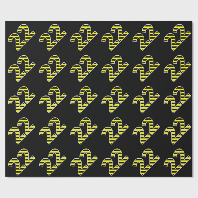 Bold, Black & Yellow Stripes 22 Event # (Birthday) Wrapping Paper (Flat)