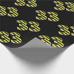 Bold, Black & Yellow Stripes 33 Event # (Birthday) Wrapping Paper