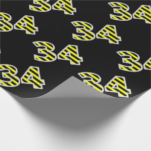 Bold, Black & Yellow Stripes 34 Event # (Birthday) Wrapping Paper