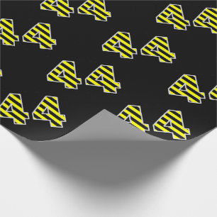 Bold, Black & Yellow Stripes 44 Event # (Birthday) Wrapping Paper