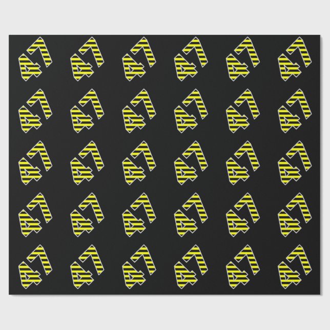 Bold, Black & Yellow Stripes 47 Event # (Birthday) Wrapping Paper (Flat)