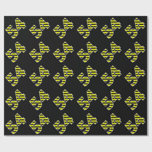 Bold, Black & Yellow Stripes 54 Event # (Birthday) Wrapping Paper