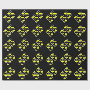 Bold, Black & Yellow Stripes 55 Event # (Birthday) Wrapping Paper
