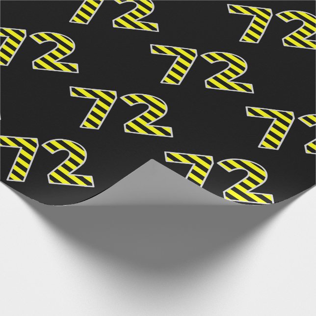 Bold, Black & Yellow Stripes 72 Event # (Birthday) Wrapping Paper (Corner)