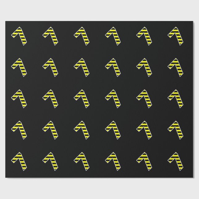 Bold, Black & Yellow Stripes 7 Event # (Birthday) Wrapping Paper (Flat)
