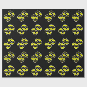 Bold, Black & Yellow Stripes 80 Event # (Birthday) Wrapping Paper