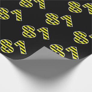 Bold, Black & Yellow Stripes 81 Event # (Birthday) Wrapping Paper