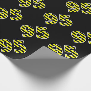 Bold, Black & Yellow Stripes 95 Event # (Birthday) Wrapping Paper