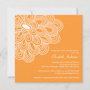 Bold Bloom Orange & White Bridal Shower Invitation