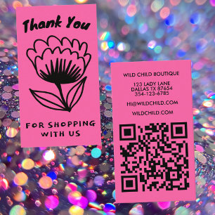 BOLD BLOOM ORDER THANK YOU Minimal Floral QR code Business Card