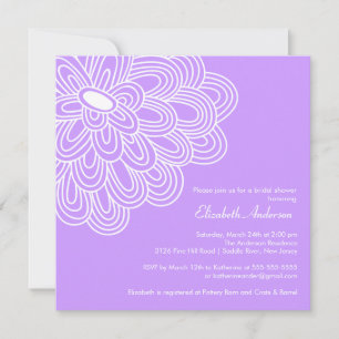 Bold Bloom Purple & White Bridal Shower Invitation