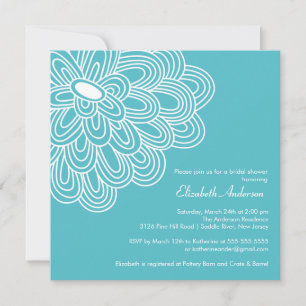 Bold Bloom Turquoise Bridal Shower Invitation