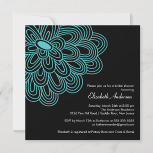 Bold Bloom Turquoise Bridal Shower Invitation