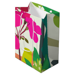 Bold Blooming Geraniums Florist Modern Medium Gift Bag
