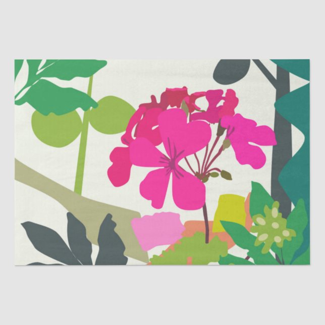 Bold Blooming Geraniums Florist Modern  Tissue Paper (Front)