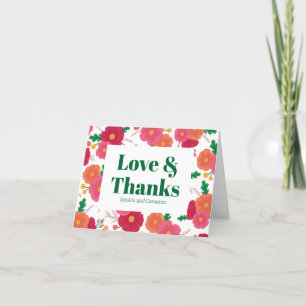 Bold Blooms Wedding Folded Thank You Card