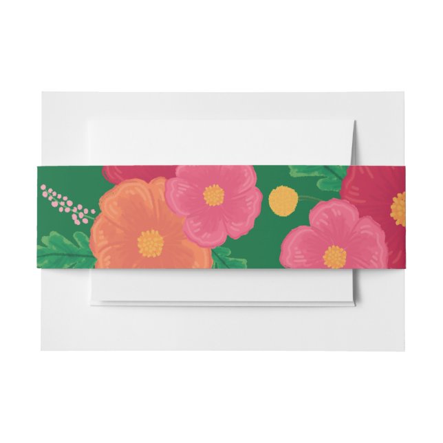 Bold Blooms Wedding Invitation Belly Band (Front Example)