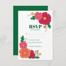 Bold Blooms Wedding RSVP Card
