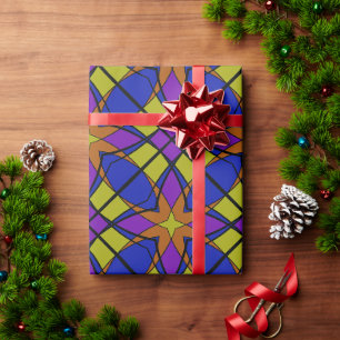Bold Blossoms, pinks, purple, blue Wrapping Paper