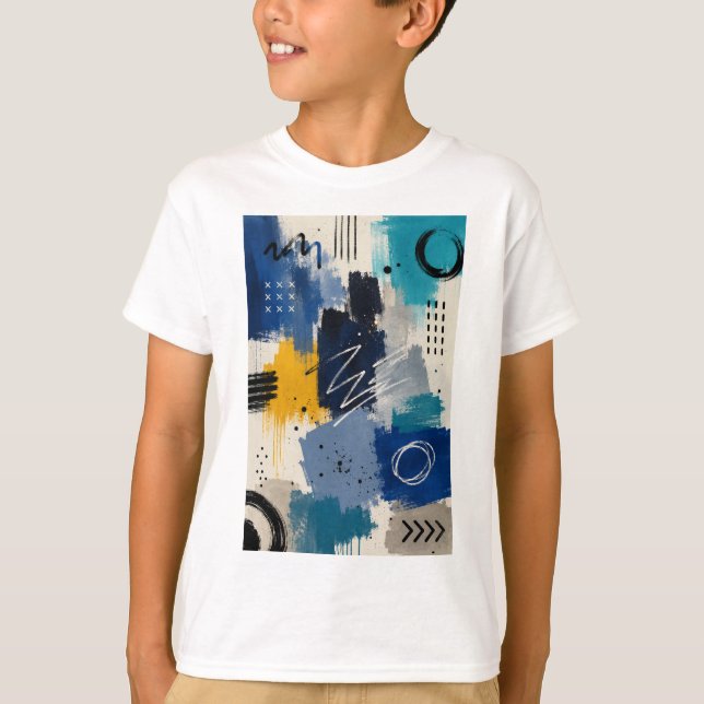 Bold Blue Abstract Energy T-Shirt (Front)