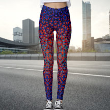 Bold Blue And Red Pattern Leggings