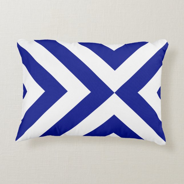 Bold Blue and White Chevrons Decorative Cushion (Back)