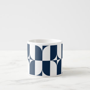 Bold Blue and White Mid-Century Modern Geometric E Espresso Cup