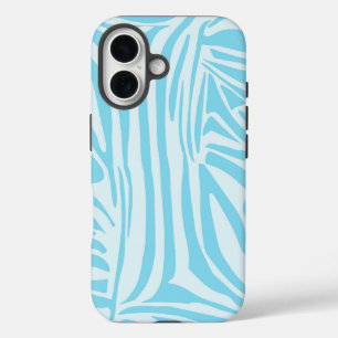 Bold Blue and White Zebra Print iPhone 16 Case