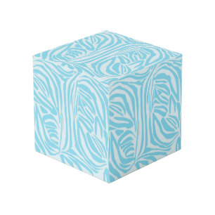 Bold Blue and White Zebra Print Cube