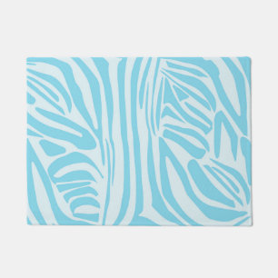 Bold Blue and White Zebra Print Doormat
