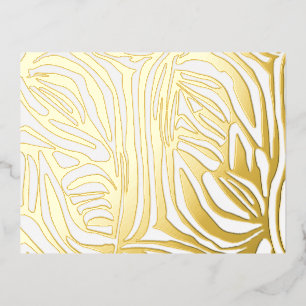 Bold Blue and White Zebra Print Foil Invitation Postcard