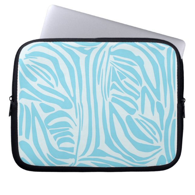 Bold Blue and White Zebra Print Laptop Sleeve (Front)