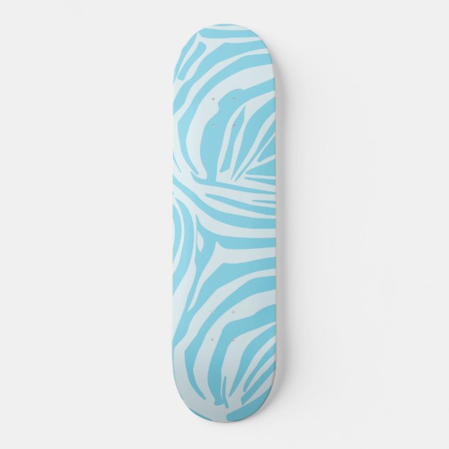 Bold Blue and White Zebra Print Skateboard (Front)