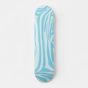 Bold Blue and White Zebra Print Skateboard