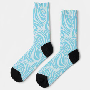 Bold Blue and White Zebra Print Socks