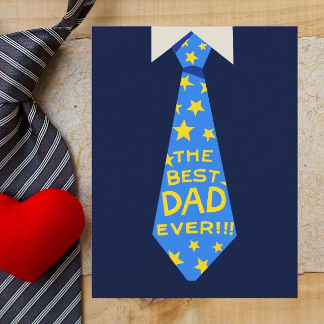 Bold Blue and Yellow "Best Dad Ever" Father's Day Postcard (Creator Uploaded)