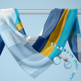 Bold Blue and Yellow Geometric Scarf