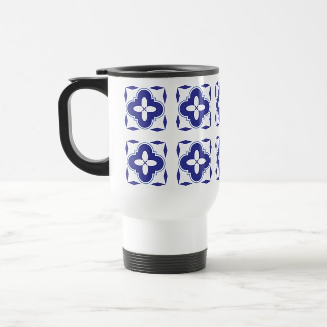 Bold Blue Azulejo Travel Mug (Left)