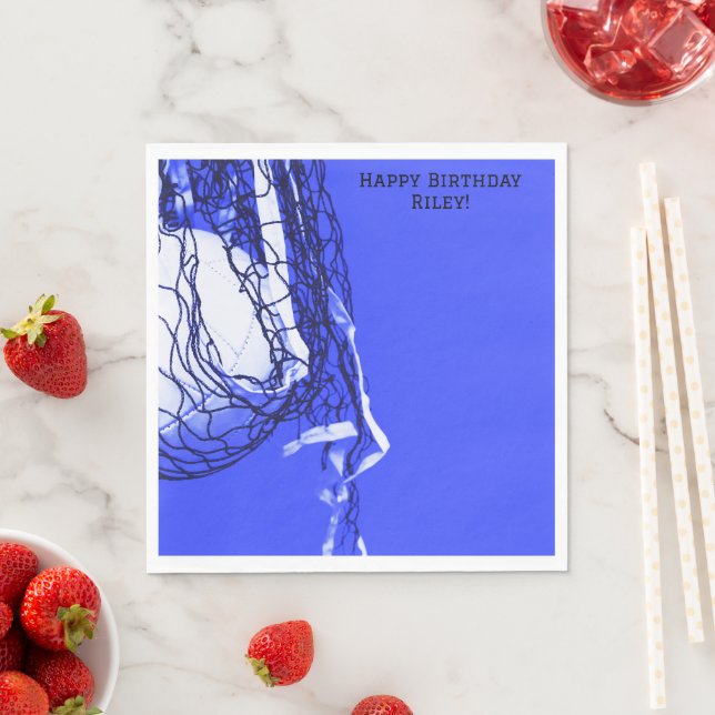 Bold Blue Birthday Net & Volleyball  Napkin (Insitu)