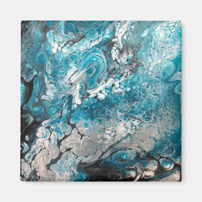 Bold Blue & Black Abstract Magnet (Front)