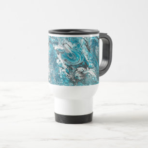 Bold Blue & Black Abstract Travel Mug