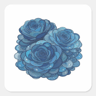 Bold Blue BLUE ROSES Sticker Print