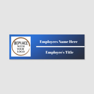 Bold Blue Business Employees Name Tag