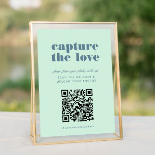 Bold Blue Capture the Love QR Code Wedding Sign