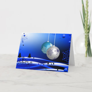 Bold Blue Christmas Ornaments Holiday Card