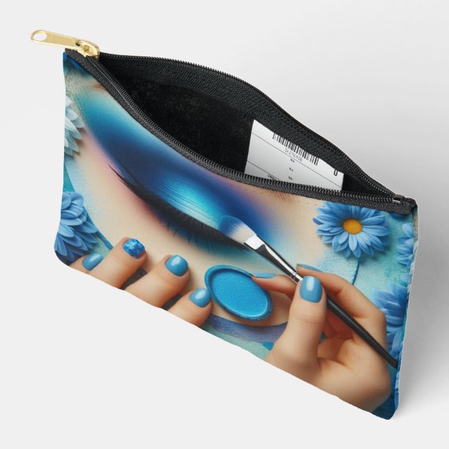 Bold Blue Eye Shadow  Accessory Pouch (Open)