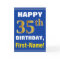 Bold, Blue, Faux Gold 35th Birthday w/ Name Card