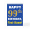 Bold, Blue, Faux Gold 99th Birthday w/ Name Card