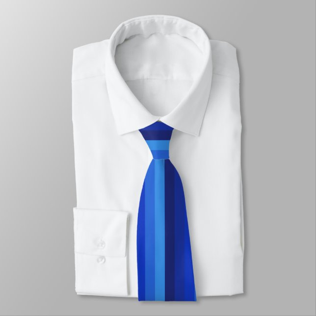 Bold Blue Gradient Stripe Pattern Tie (Tied)